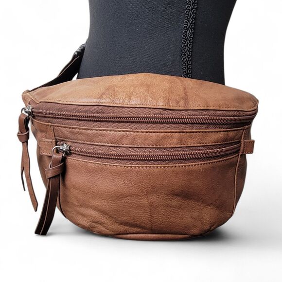 Handbags - Leather Fanny Pack Women's Traveling Bum Bag Brown Size Small Boho